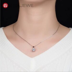 GIGAJEWE  2.0ct 8mm D Color Round 18K White Gold Plated 925 Silver Moissanite